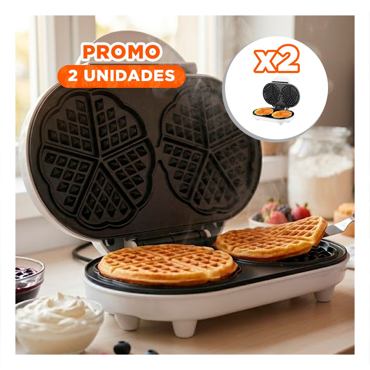 PACK2 SANDWICHERA DOBLE BLANCO CON SUPERFICIE ANTIADHERENTE Y+REGALO STICKER - 1