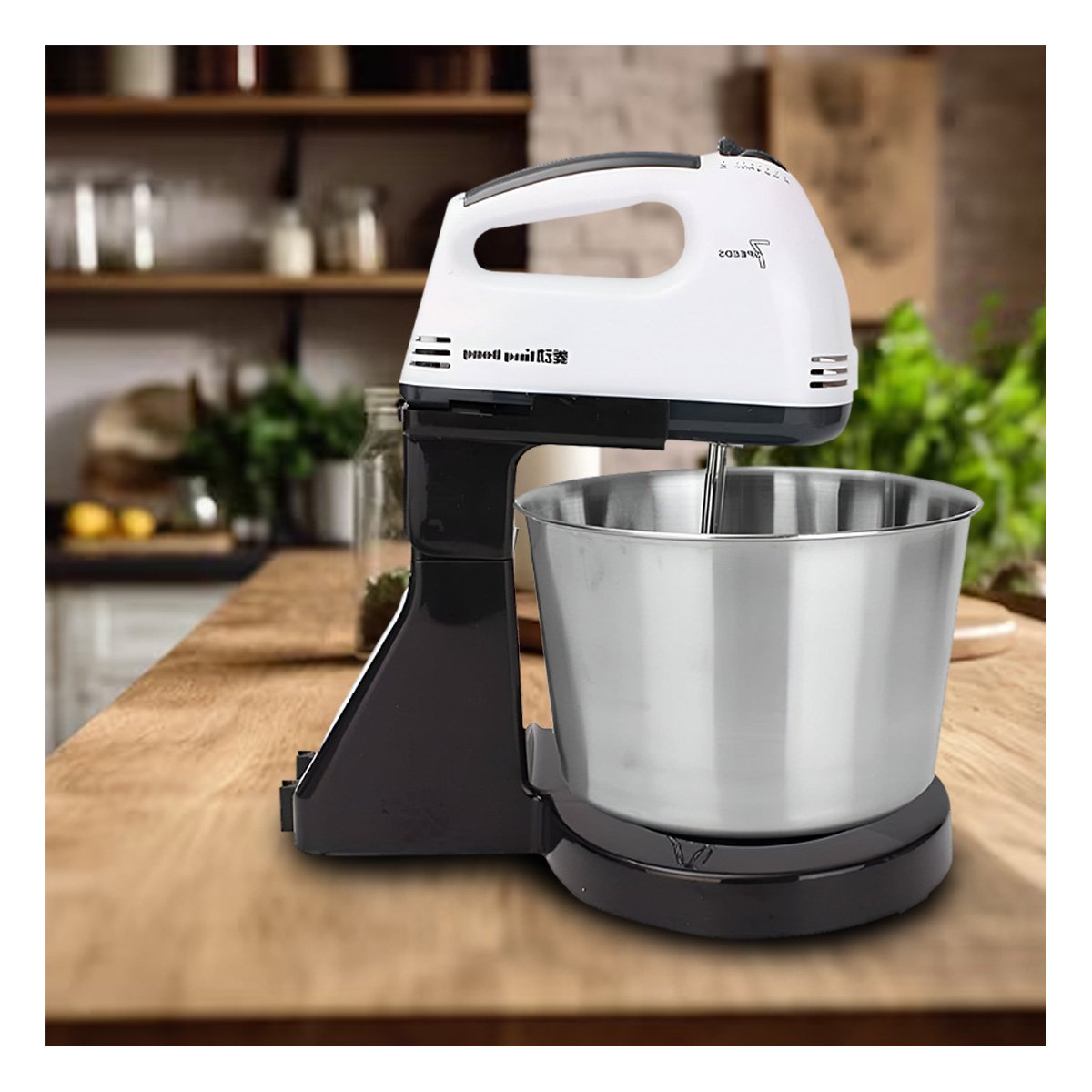 MEZCLADORA HOGAR 2L PEDESTAL CON TAZON COLOR BLANCO PARA REPOSTERIA Y+LIGAS REGALO - 1