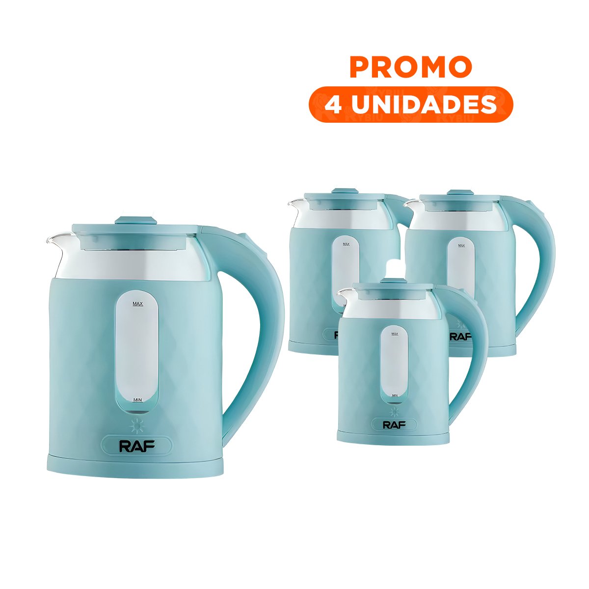 PACK4 HERVIDORA ELECTRICA VIDRIO COMPACTA Y RAPIDA 2L PARA TE COLOR CELESTE Y+REGALO STICKER - 1