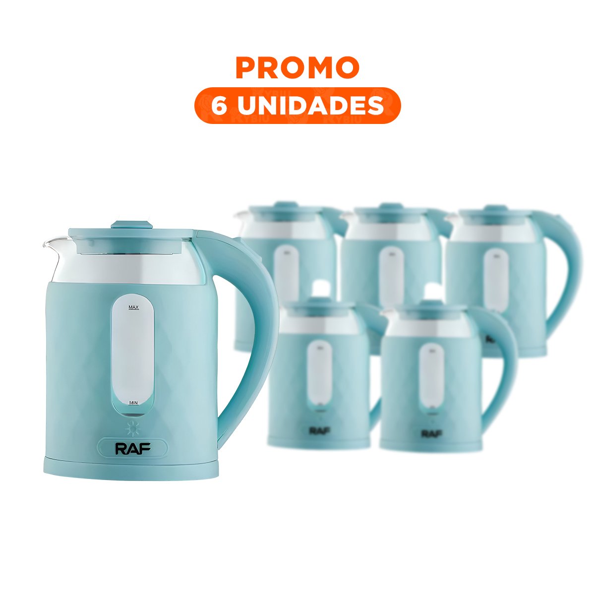 PACK6 OLLA ELECTRICA VIDRIO SEGURA Y EFICIENTE 2L PARA PREPARAR AGUA CELESTE - 1