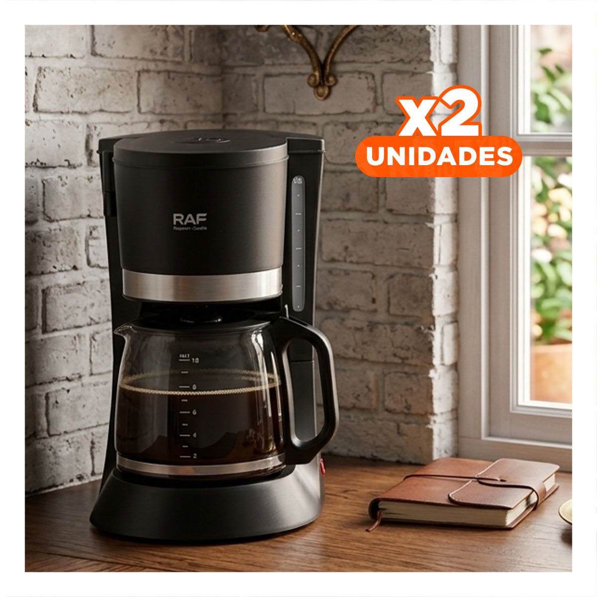 PACK2 CAFETERA COMPACTA COLOR NEGRO CON FUNCIÓN AUTOMÁTICA 1.2L Y+REGALO STICKER - 1