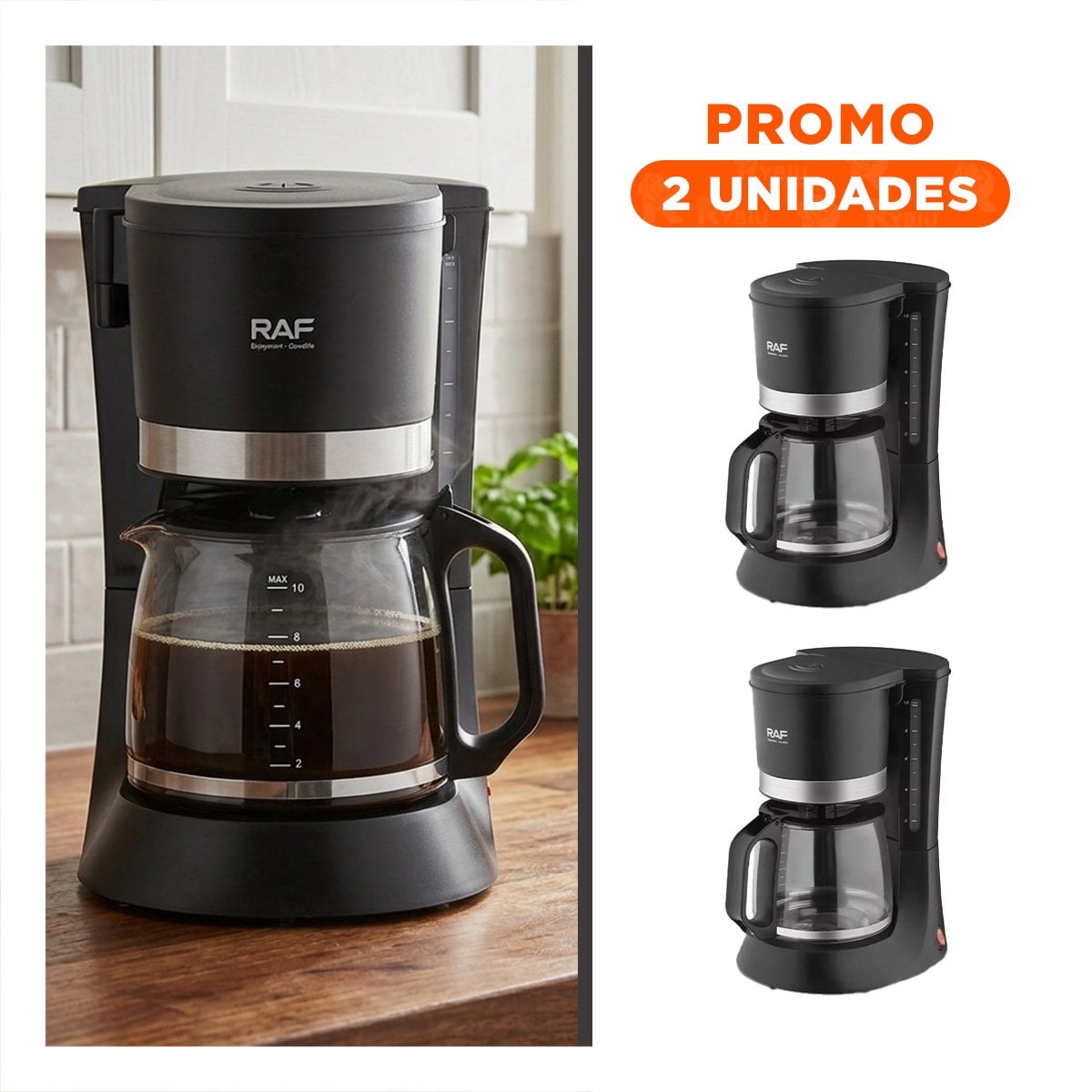 PACK2 CAFETERA ELECTRICA PARA OFICINA Y HOGAR 1.2L COLOR NEGRO - 1