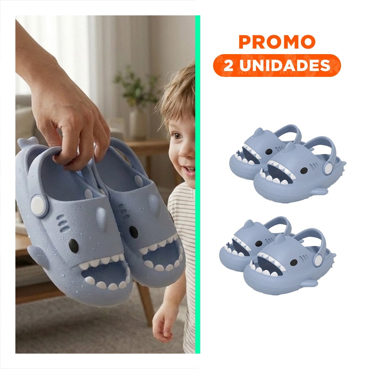 PACK2 CALZADO CELESTE DE TIBURON CON CORREA PARA NIÑOS EN TALLA 31 O 32 - 1