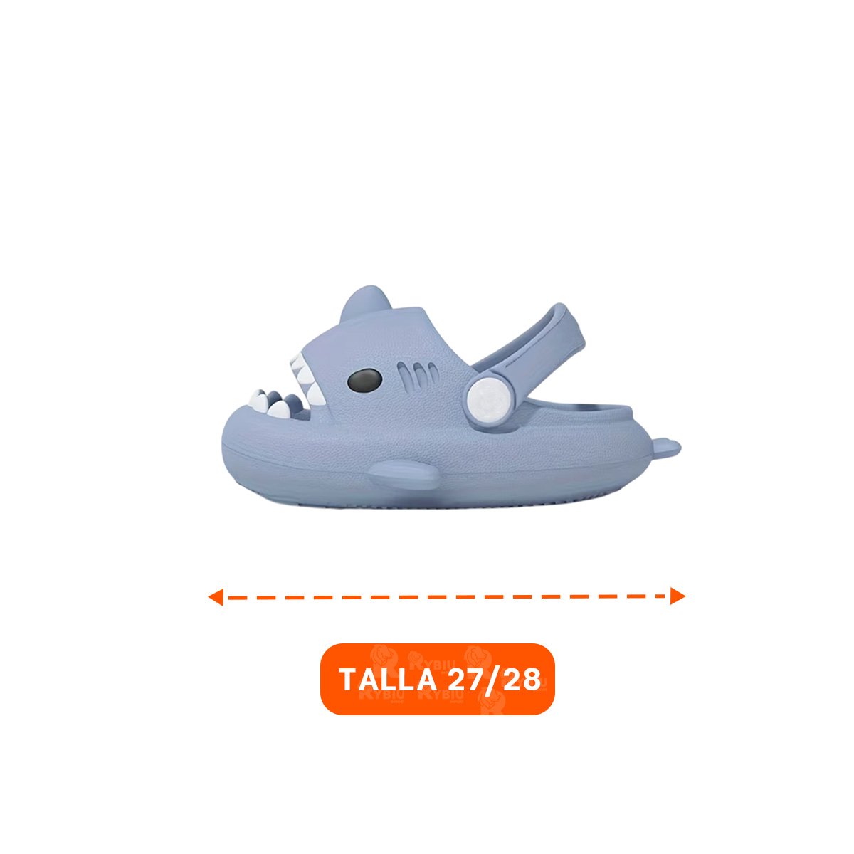 PACK6 CHALA TIBURON CELESTE CON CORREA TALLA 27/28 PARA NIÑOS DE VERANO Y+PAPEL REGALO - 4