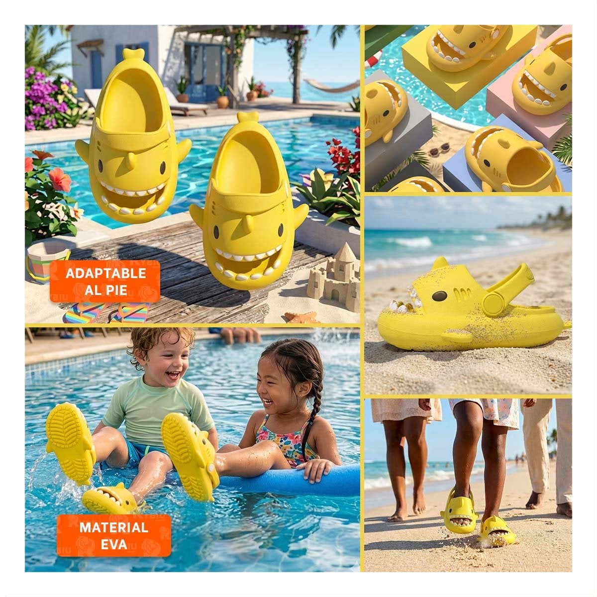 PACK6 SANDALIAS DE TIBURON AMARILLO CON CORREA TALLA 21 Y 22 PARA NIÑOS MODERNAS Y+PAPEL REGALO - 3