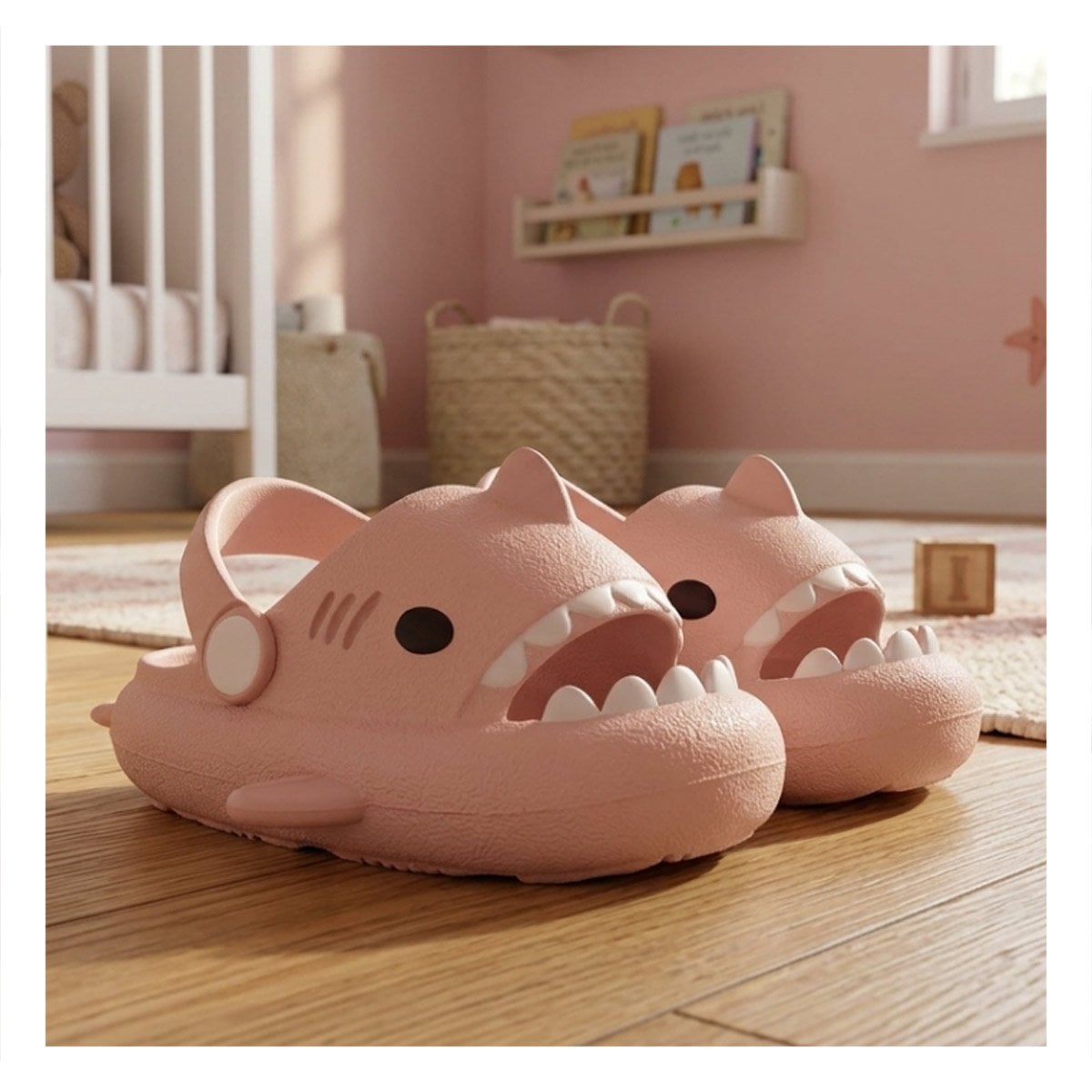 PACK6 HUARACHE CON CORREA DE TIBURON PARA NIÑAS ROSADO DE LA TALLA 31 32 Y+REGALO STICKER - 5