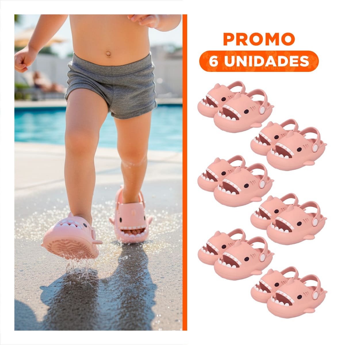 PACK6 TALLA 29 30 CALZADO TIBURON INFANTIL CON CORREA AJUSTABLE ROSADO PARA NIÑA - 1
