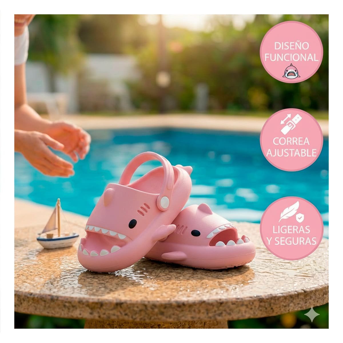 PACK6 TALLA 29 30 CALZADO TIBURON INFANTIL CON CORREA AJUSTABLE ROSADO PARA NIÑA - 5
