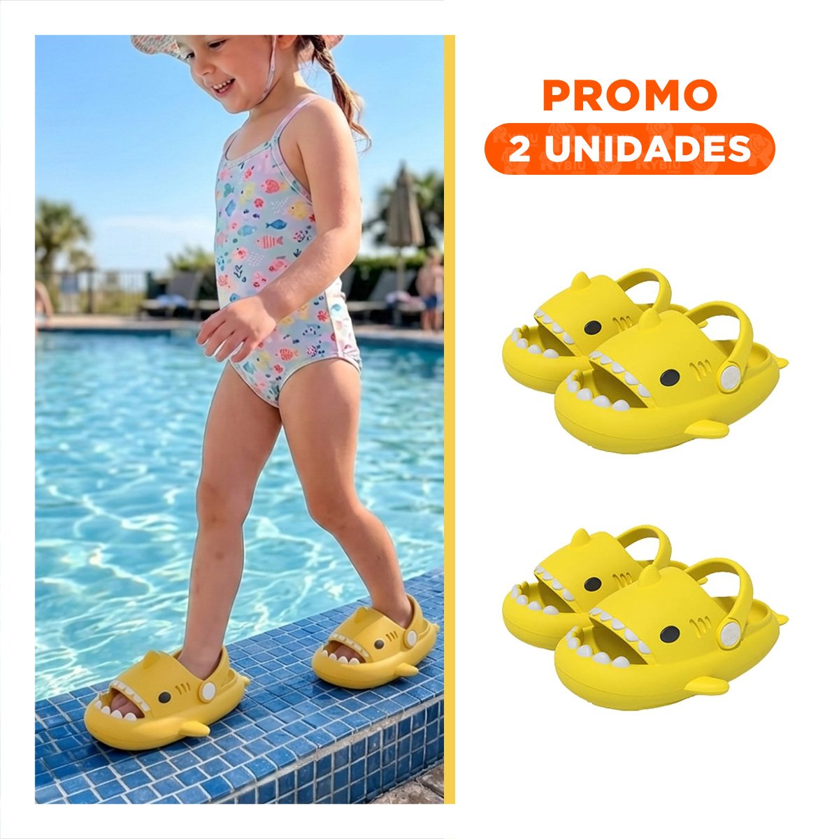 PACK2 BABUCHAS CON CORREA DE TIBURON AMARILLO PARA NIÑOS TALLA 21 Y 22 DE CONFORT - 1