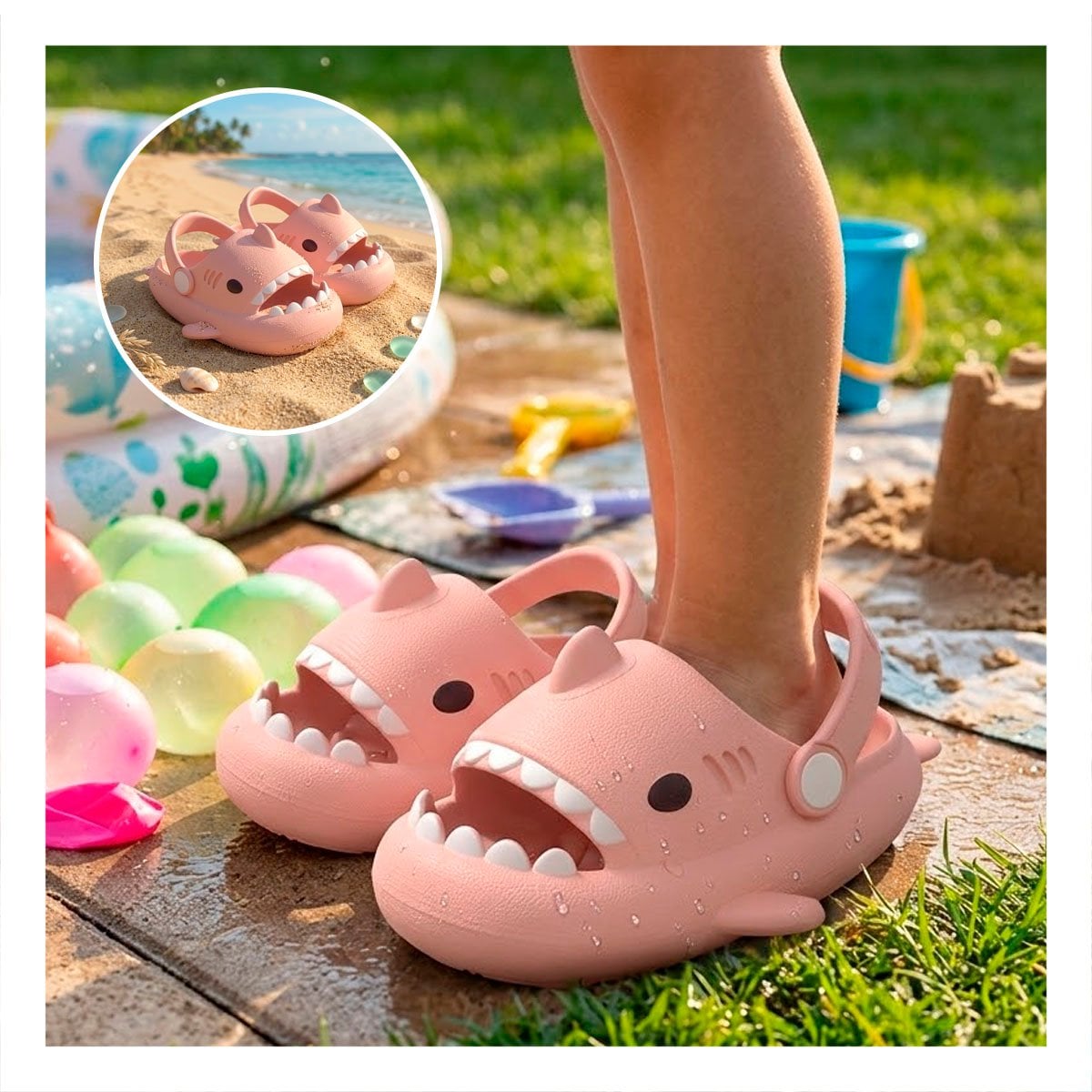 CALZADO PARA NIÑAS ROSADO TALLA 25 26 TIBURON CON CORREA ESTILO COMODO Y+REGALO STICKER - 5