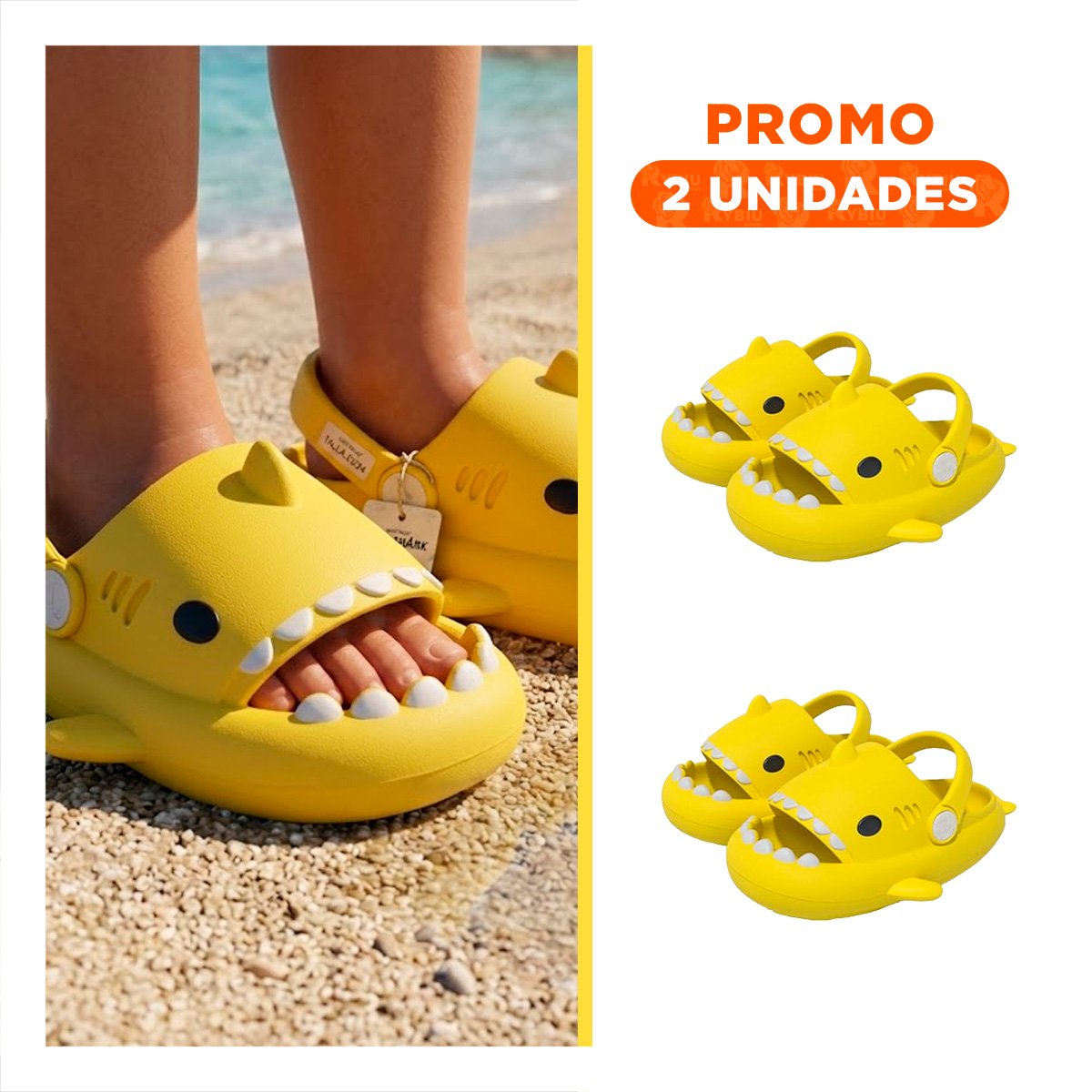 PACK2 HUARACHE DE NIÑOS CON CORREA TALLA 23 Y 24 EN COLOR AMARILLO DE TIBURON - 1