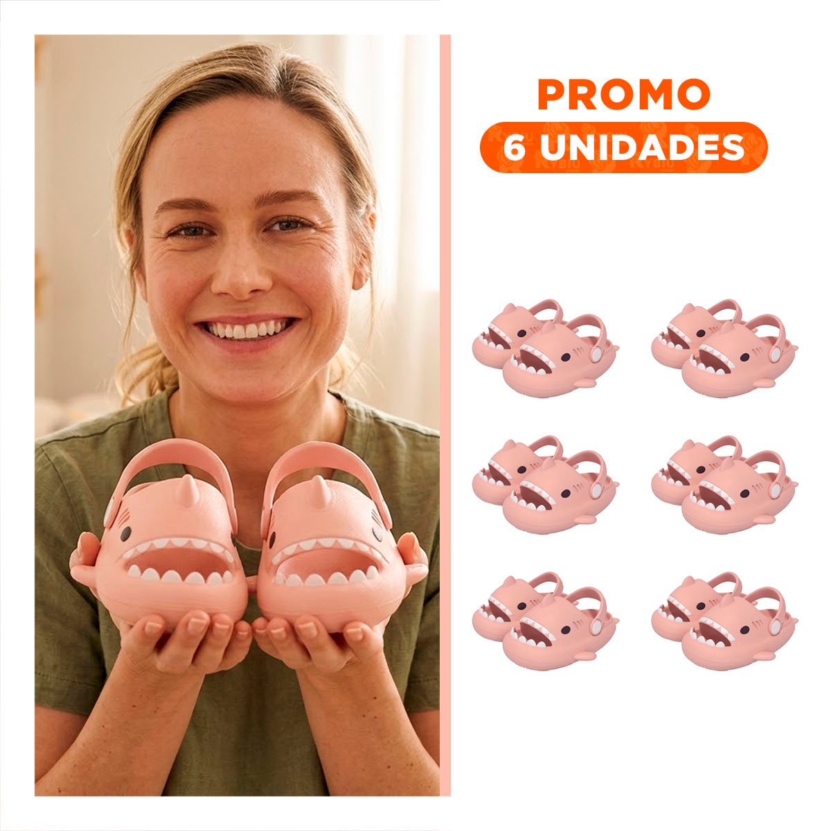 PACK6 OJOTA ROSADO TIBURON PARA NIÑAS TALLA 25 26 CON CORREA EN ESTILO DE MODA - 1