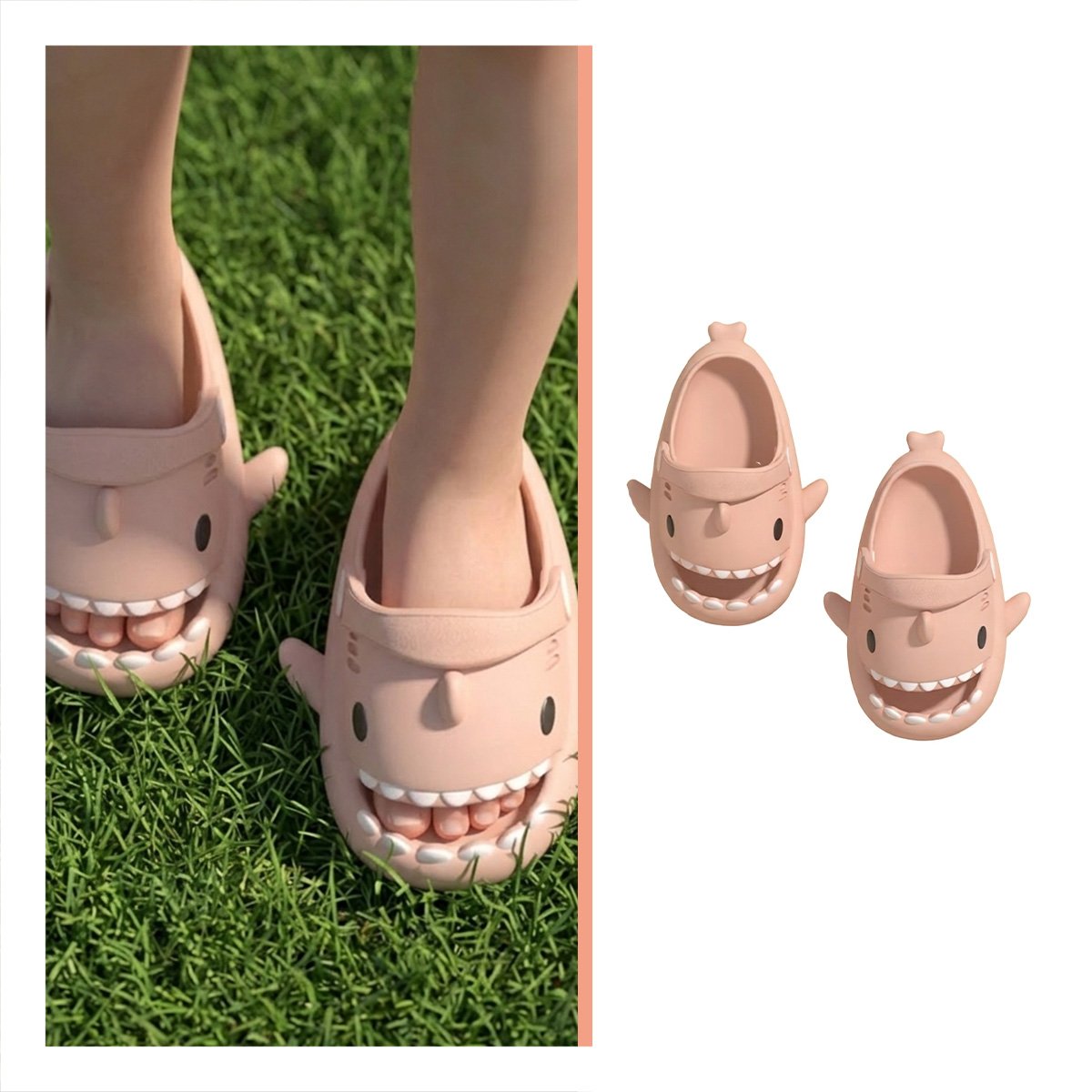 PANTUFLA CON CORREA ROSADO TALLA 21 22 DE TIBURON PARA NIÑA DE SUELA SUAVE - 3