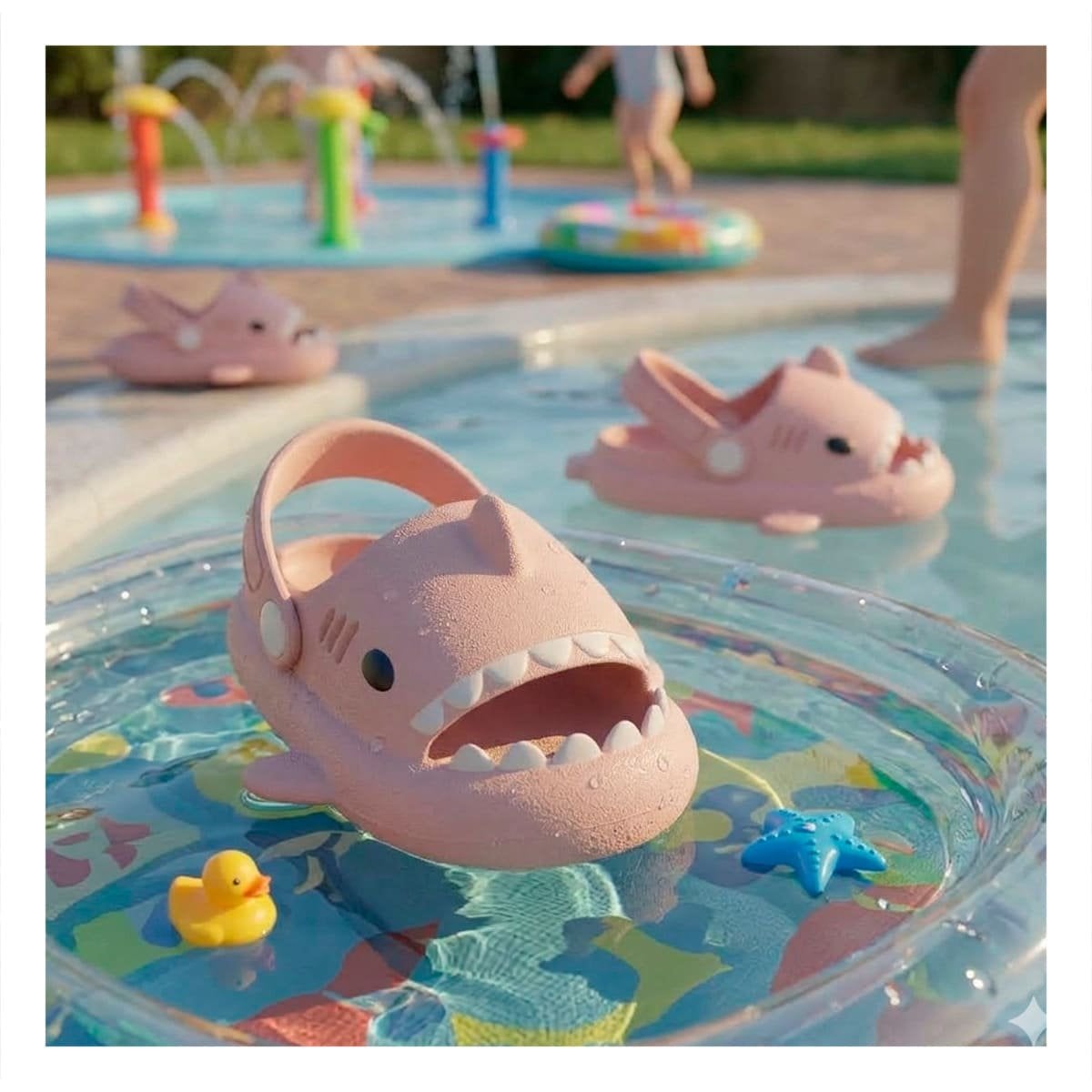 PACK4 PANTUFLA DE TIBURON PARA NIÑAS CON CORREA COLOR ROSADO EN TALLA 29 30 Y+REGALO STICKER - 3