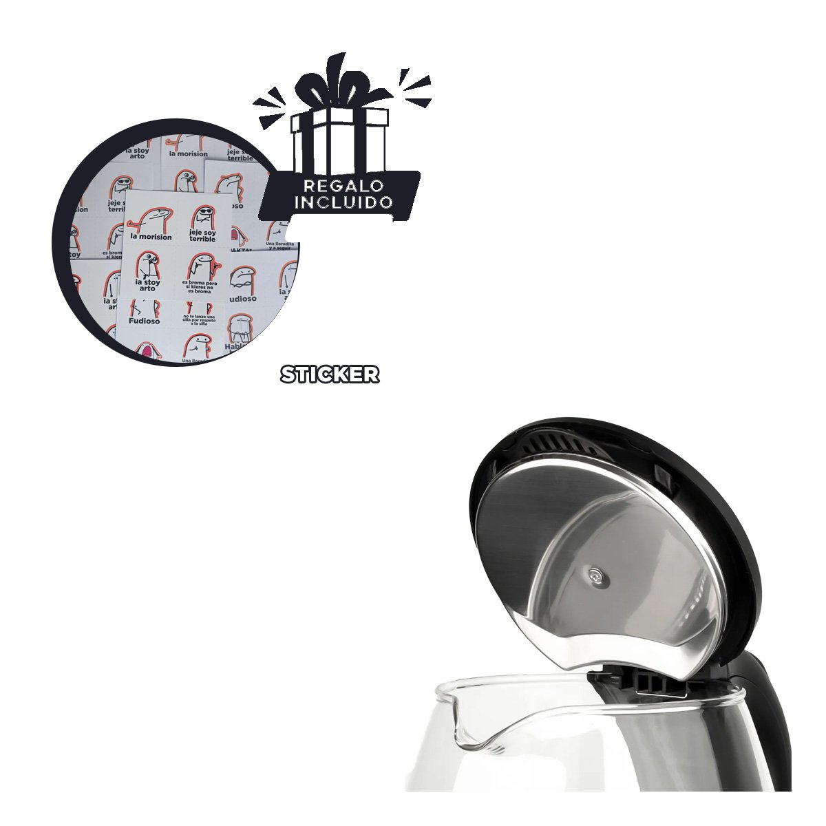 TETERA ELÉCTRICA PARA USO DIARIO COLOR NEGRO 2L Y+REGALO STICKER - 1