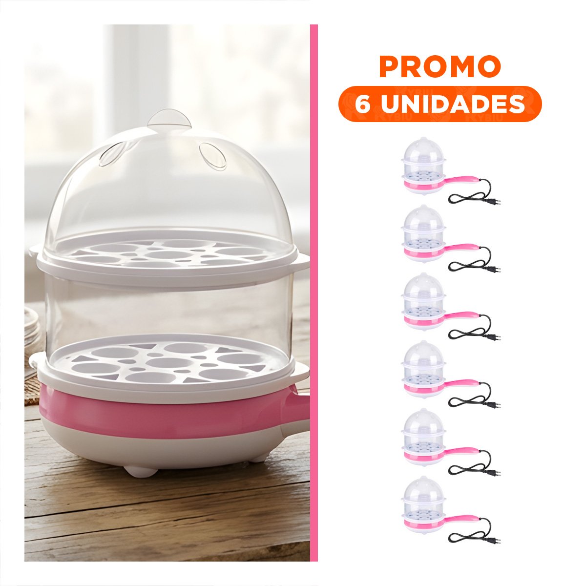 PACK6 TETERA ELECTRICA DE GRAN POTENCIA 2 EN 1 ROSADA FREIDORA CON MUCHO ESTILO - 1