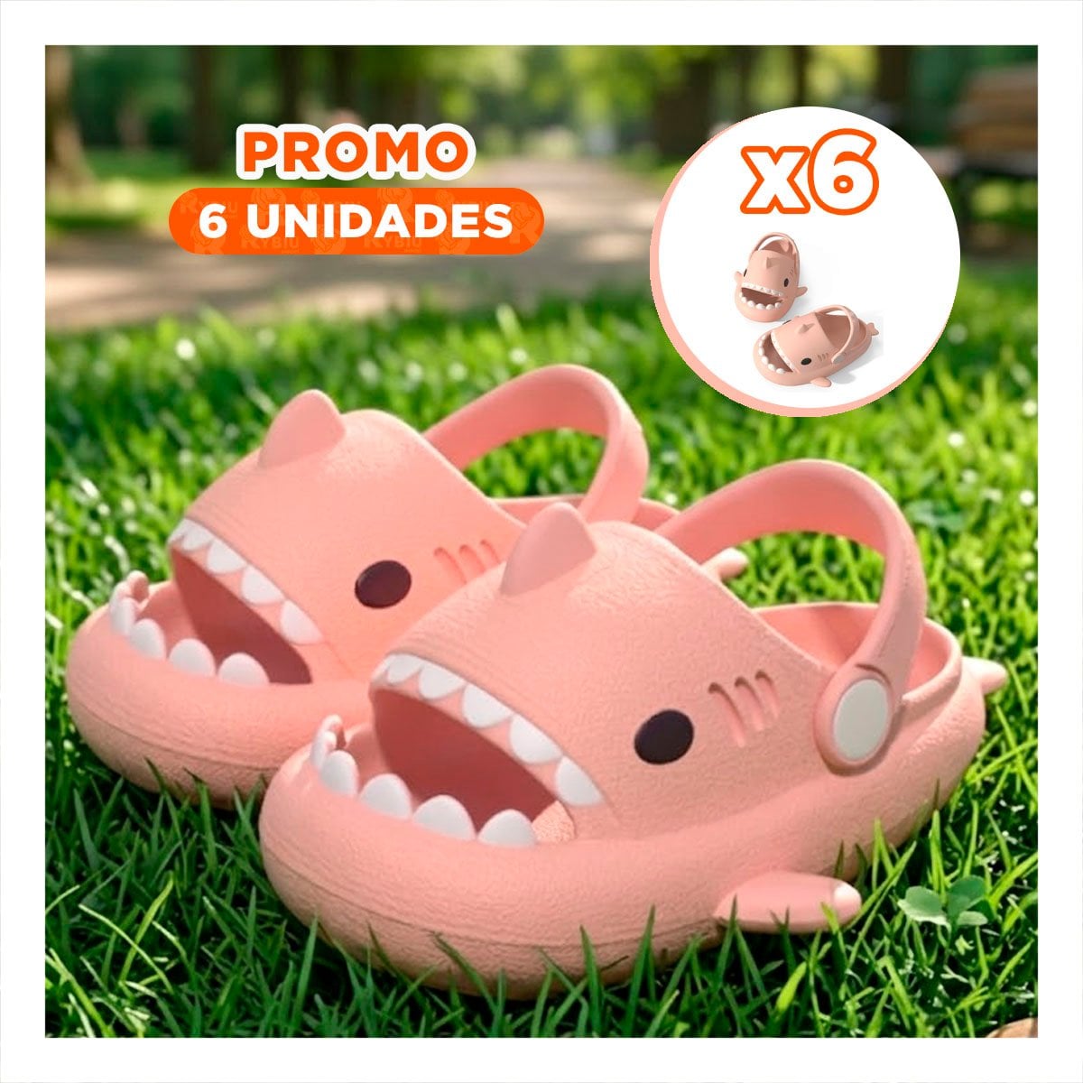 PACK6 CHALA TIBURON TALLA 25 26 ROSADO PARA NIÑAS CON CORREA DE PLAYA Y+REGALO STICKER - 1