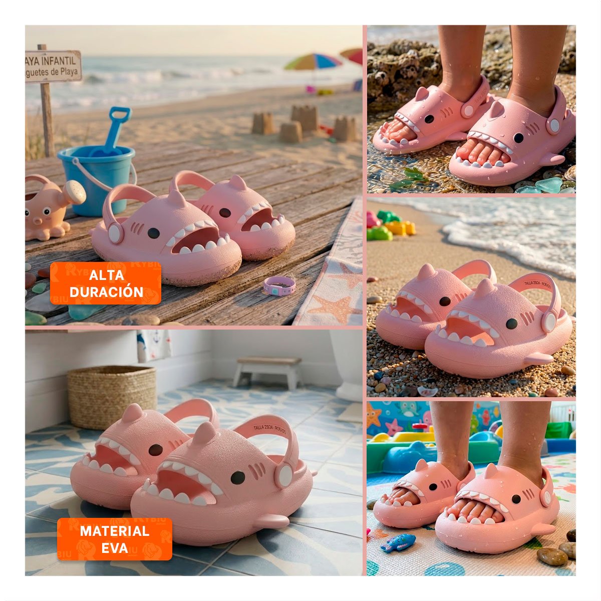 PACK4 PLAYERA ROSADO TALLA 23 24 CON CORREA DE TIBURON PARA NIÑA DE CASA Y+REGALO STICKER - 2