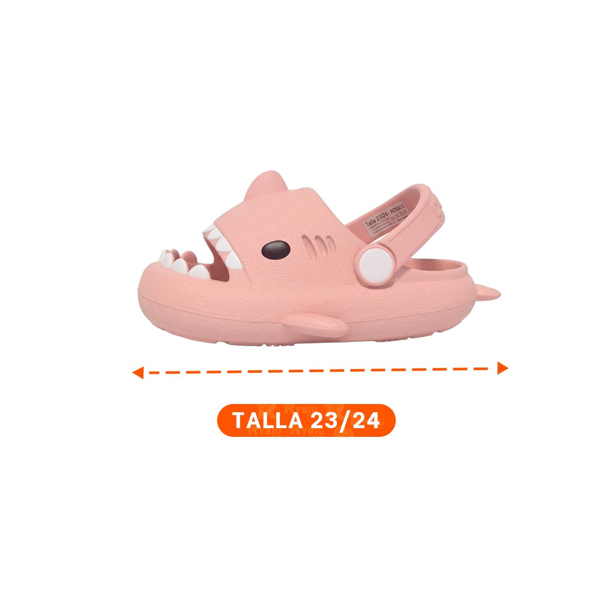 HUARACHE TALLA 23 24 CON CORREA DE TIBURON ROSADO PARA NIÑA DE MODA Y+REGALO STICKER - 4