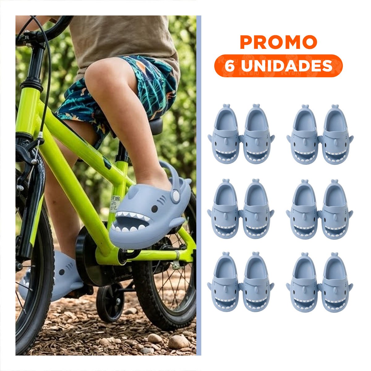 PACK6 OJOTA INFANTIL CON CORREA TIBURON CELESTE TALLA 27/28 PARA NIÑOS DEL PERU - 1