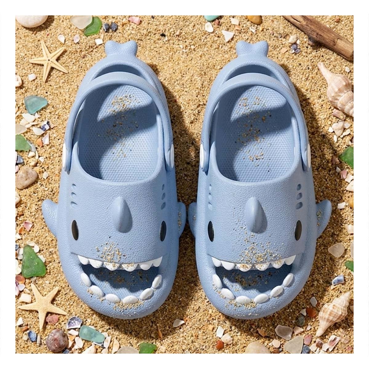 PACK4 PANTUFLA CELESTE DE TIBURON CON CORREA PARA NIÑOS EN TALLA 31 O 32 Y+PAPEL REGALO - 2