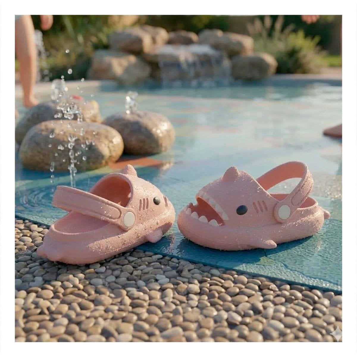 PANTUFLA DE TIBURON PARA NIÑAS COLOR ROSADO CON CORREA DE AGARRE TALLA 29 30 - 1