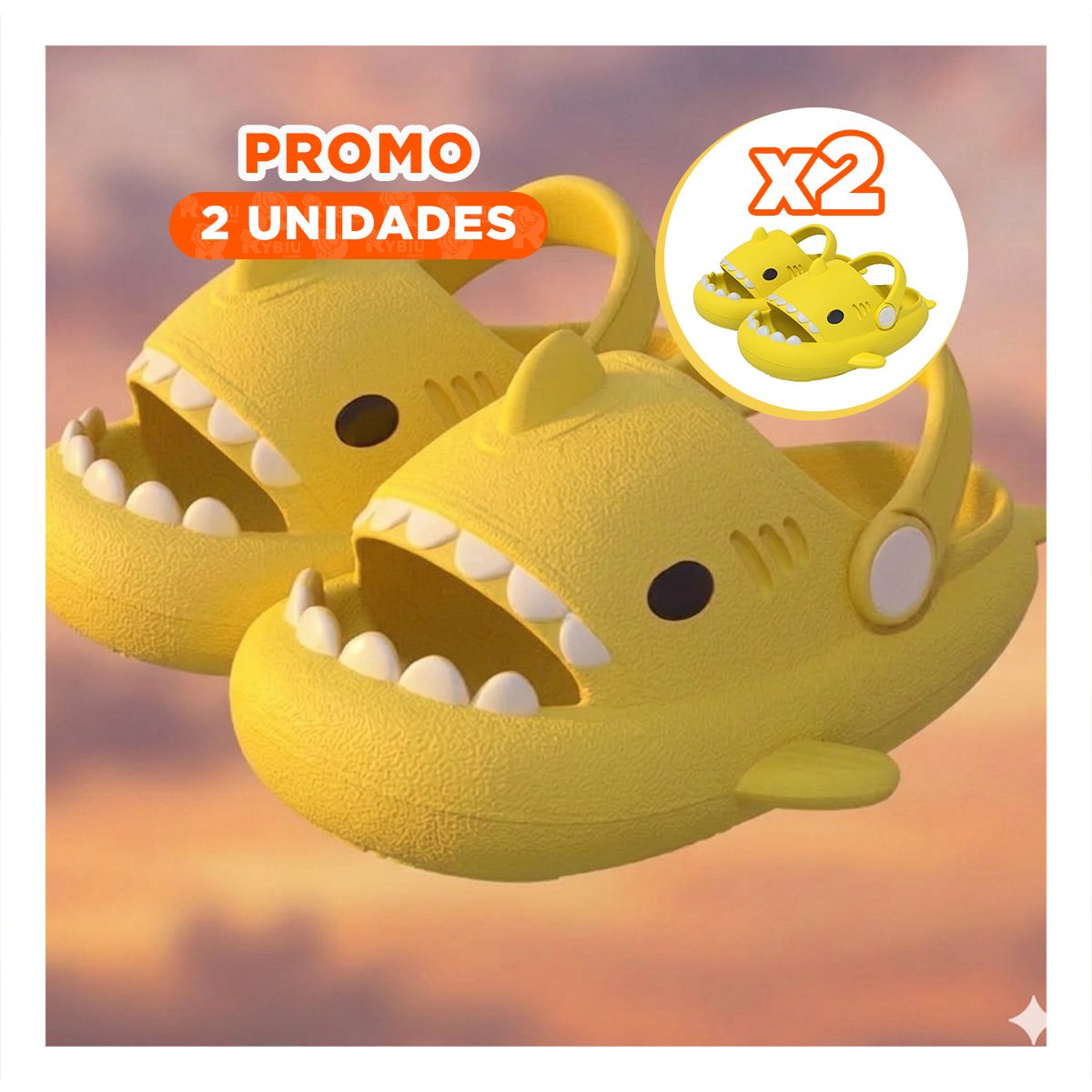 PACK2 SANDALIAS CON CORREA DE TIBURON AMARILLO PARA NIÑOS TALLA 22 DE PASEO Y+REGALO STICKER - 1