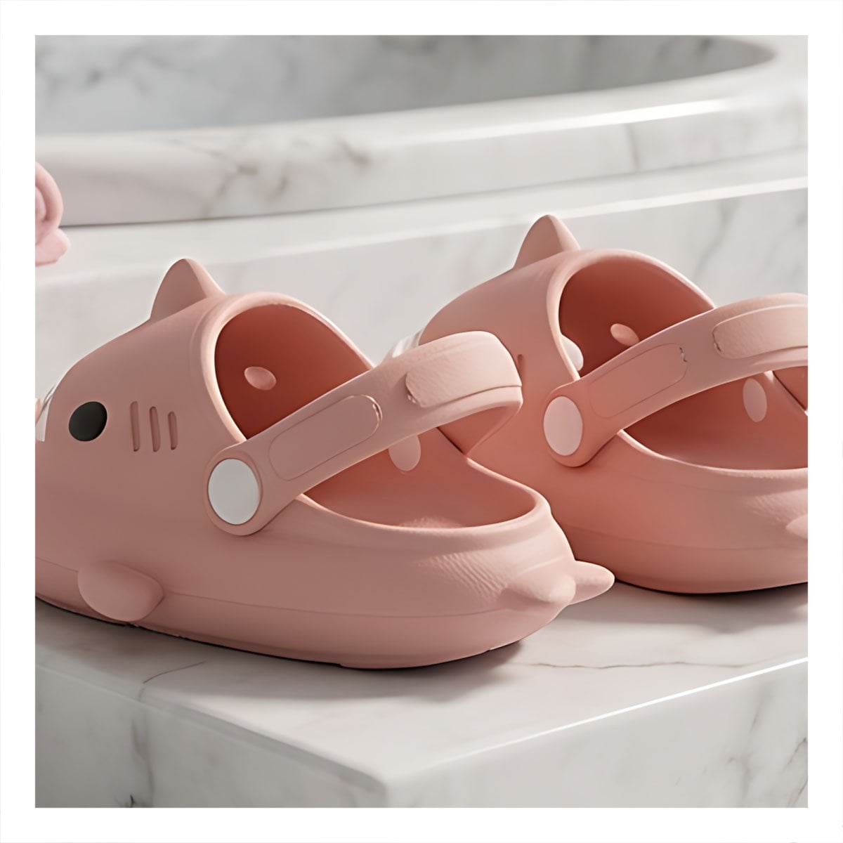 CHANCLA TALLA 27 28 DE GOMA ROSADO TIBURON CON CORREA PARA NIÑA Y+LIGAS REGALO - 2