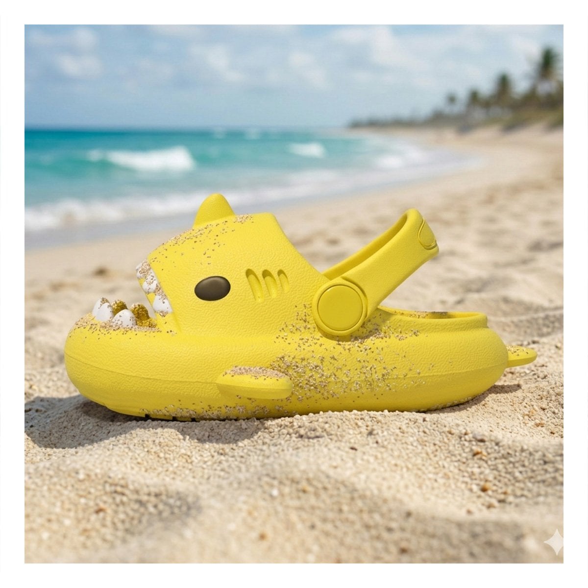 PACK4 BABUCHAS DE TIBURON AMARILLO CON CORREA PARA NIÑOS TALLA 22 DE COLORES Y+REGALO STICKER - 3