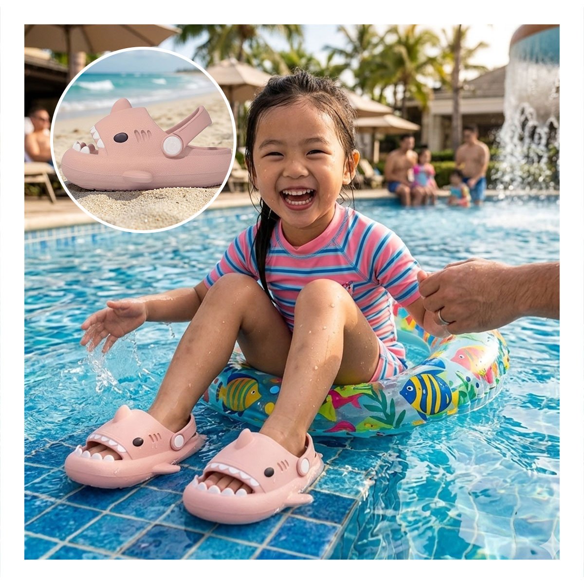 CALZADO TALLA 21 22 CON CORREA DE TIBURON ROSADO PARA NIÑA DE MODA VERANO Y+REGALO STICKER - 5