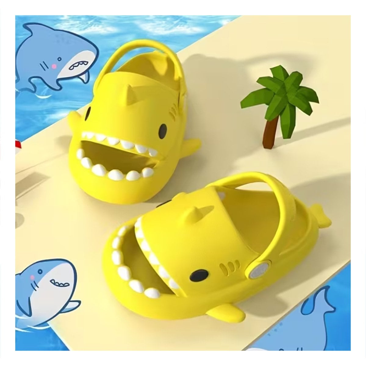 PACK6 OJOTAS CON CORREA DE TIBURON AMARILLO PARA NIÑOS TALLA 21 Y 22 DE DIVERSION - 3