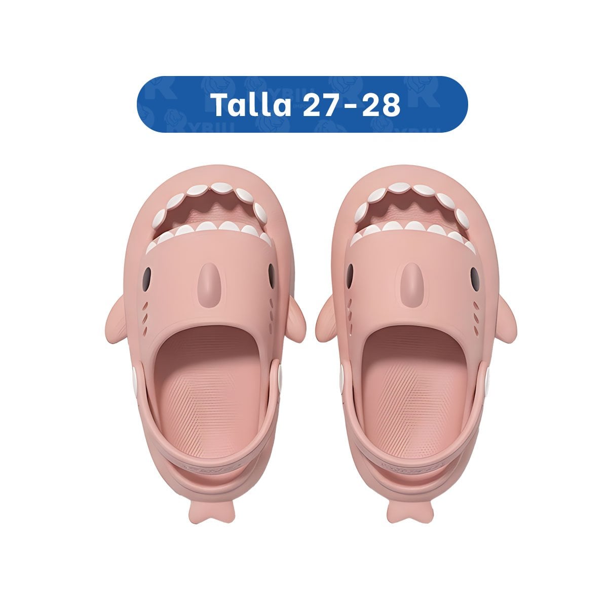 PACK2 PANTUFLA TIBURON ROSADO TALLA 27 28 CON CORREA PARA NIÑA DE GOMA - 4