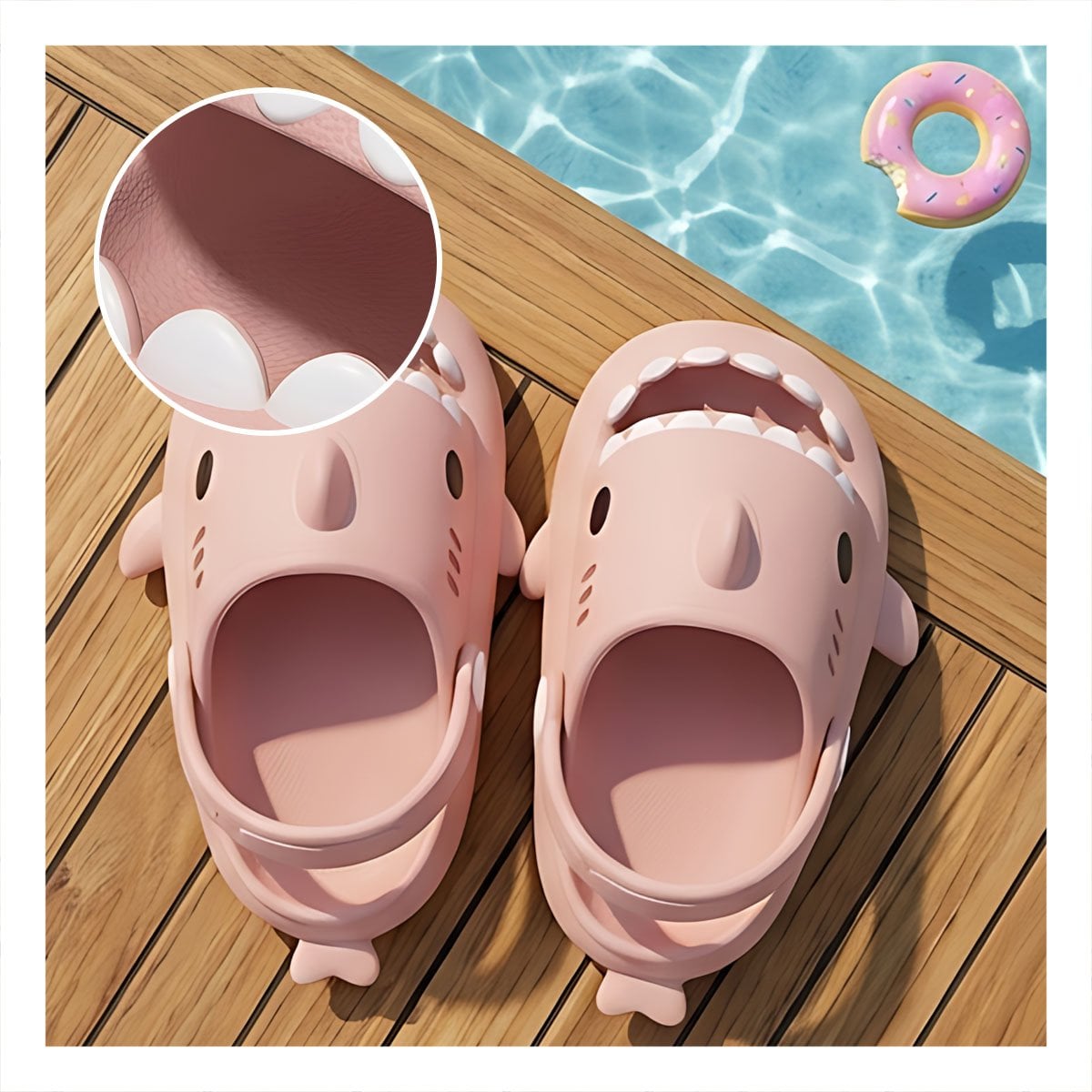PACK2 PANTUFLA TIBURON ROSADO TALLA 27 28 CON CORREA PARA NIÑA DE GOMA - 5