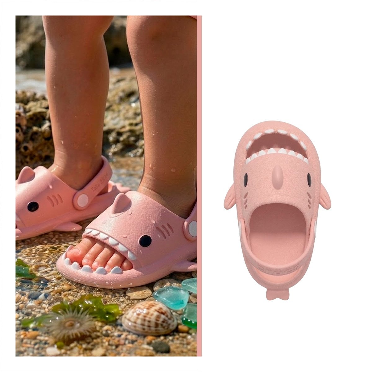 OJOTA PARA NIÑA DE TIBURON ROSADO CON CORREA EN LA TALLA DE 23 24 Y+LIGAS REGALO - 3