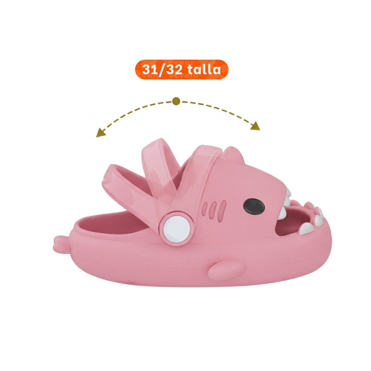 PACK6 CALZADO ROSADO CON CORREA DE TIBURON PARA NIÑAS EN LA TALLA 31 32 Y+PAPEL REGALO - 4