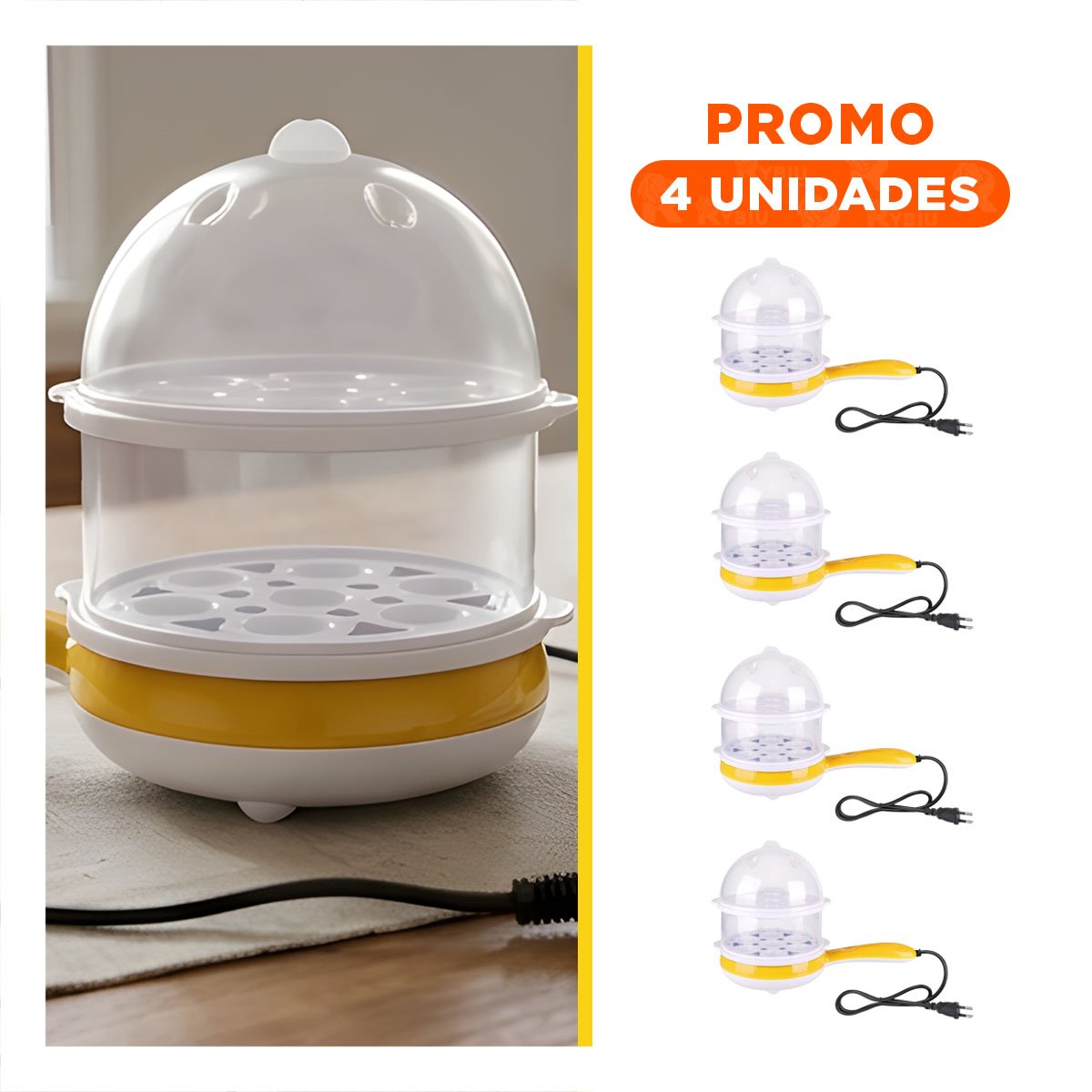 PACK4 MAQUINA FREIDORA DE COLOR AMARILLO 2 EN 1 DE GRAN CAPACIDAD DE ALMUERZO Y+REGALO STICKER - 1