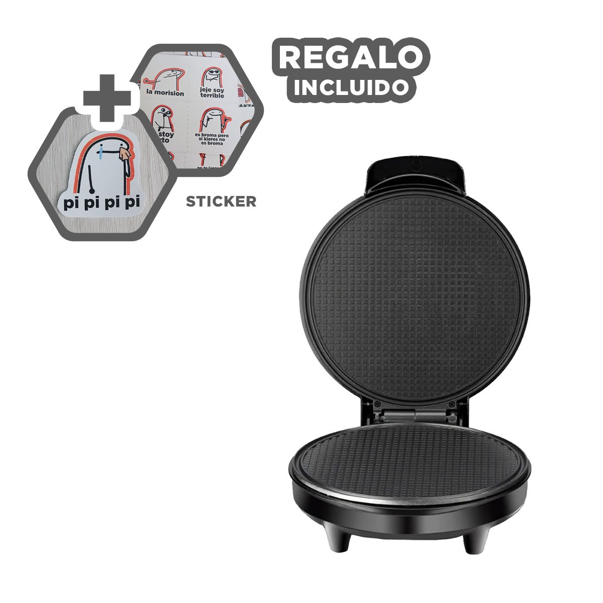 PREPARADOR ELECTRICO PARA CONOS, GOFRES Y CREPES COLOR NEGRO EN CASA FAMILIAR Y+REGALO STICKER - 1