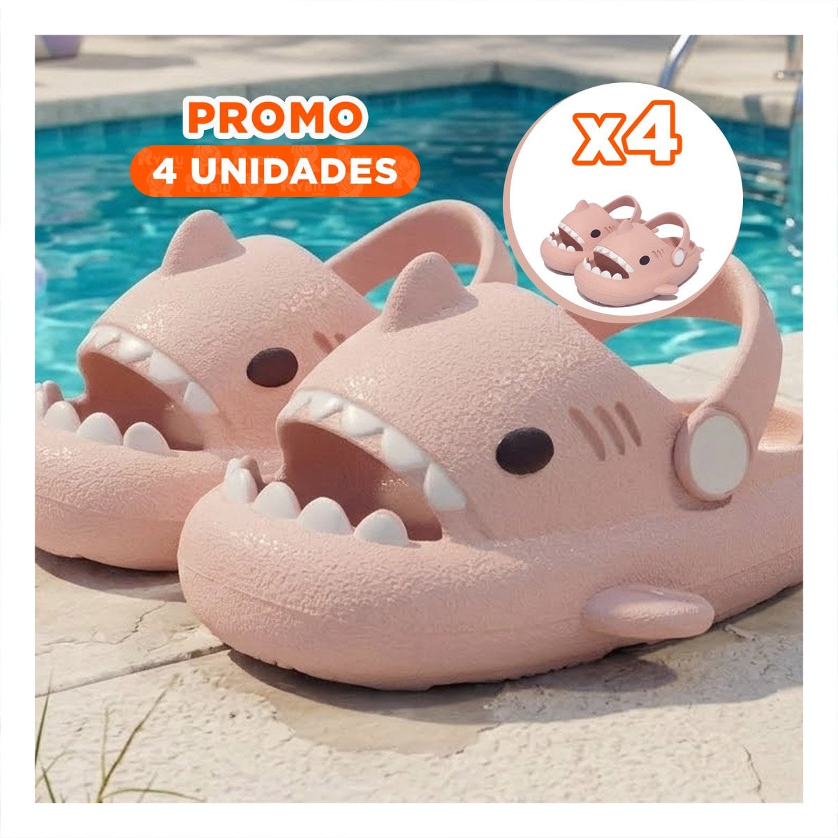 PACK4 HUARACHE DE TIBURON ROSADO PARA NIÑAS CON CORREA DE LA TALLA 31 32 - 1