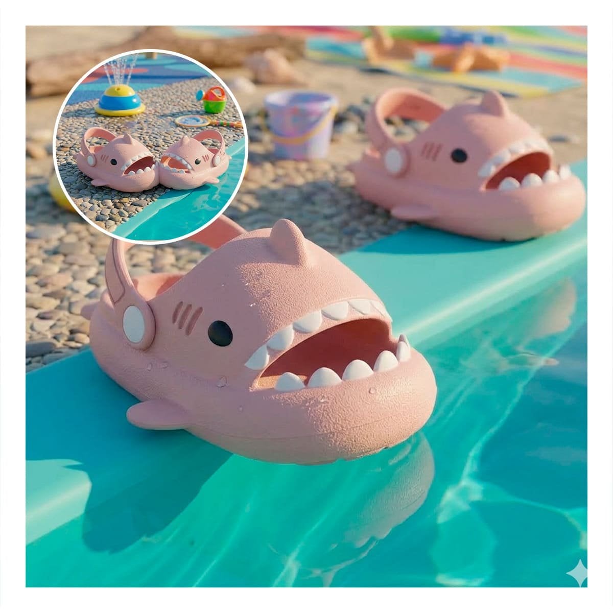 PACK2 PANTUFLA DE TIBURON PARA NIÑAS EN COLOR ROSADO CON CORREA Y TALLA 29 30 CALZ - 5