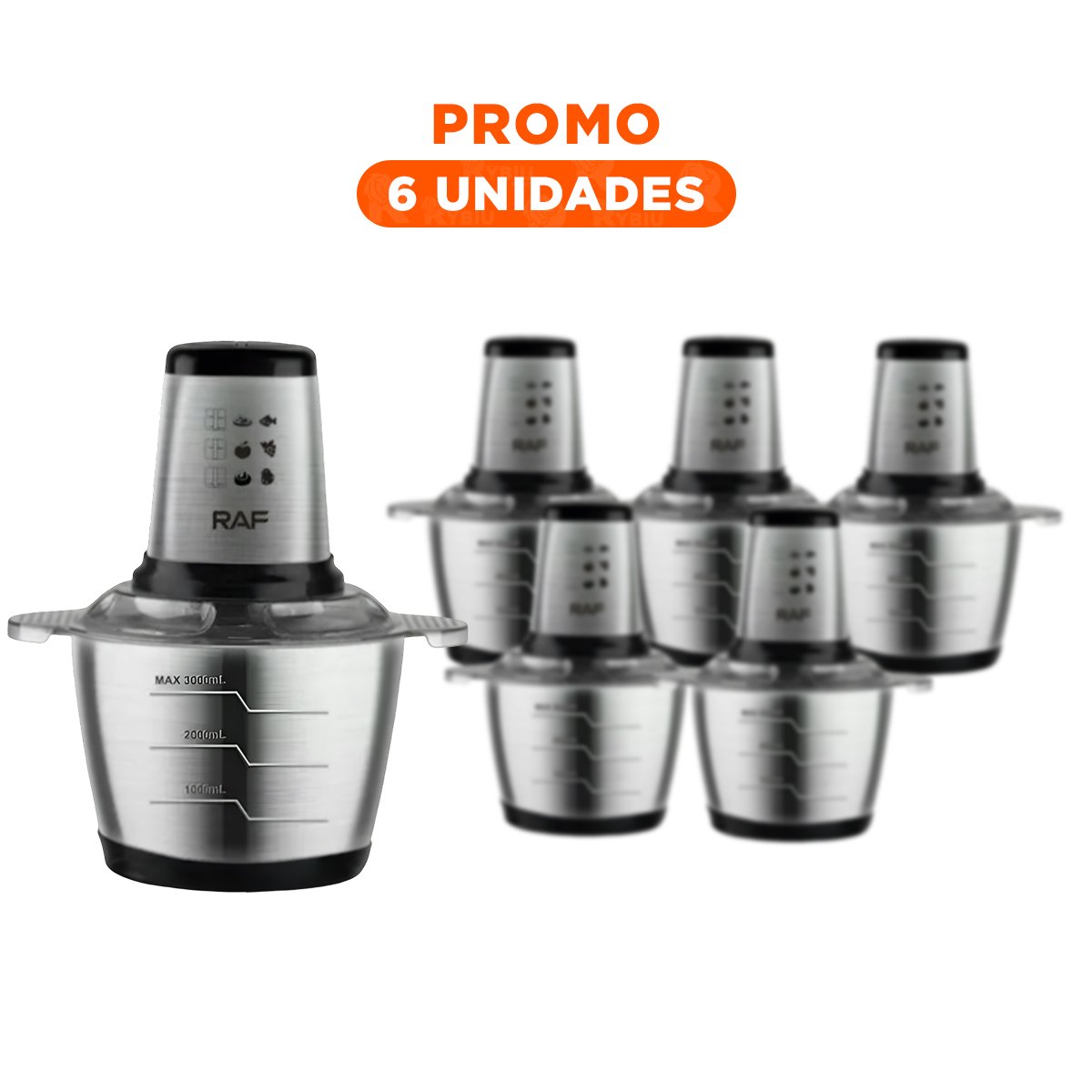 PACK6 TRITURADOR 3L DE ALIMENTOS COLOR GRIS PARA MEZCLAS SUAVES - 1