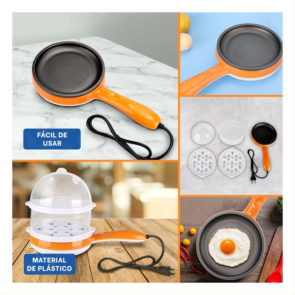SARTÉN 2 EN 1 NARANJA PARA COCINAR EFICAZMENTE - 5