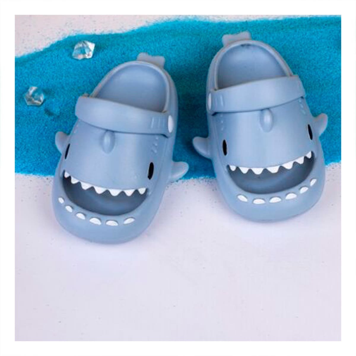 PACK4 ZAPATILLA ABIERTA INFANTIL DE TIBURON EN CELESTE TALLA 29 HASTA EL 30 Y+REGALO STICKER - 5
