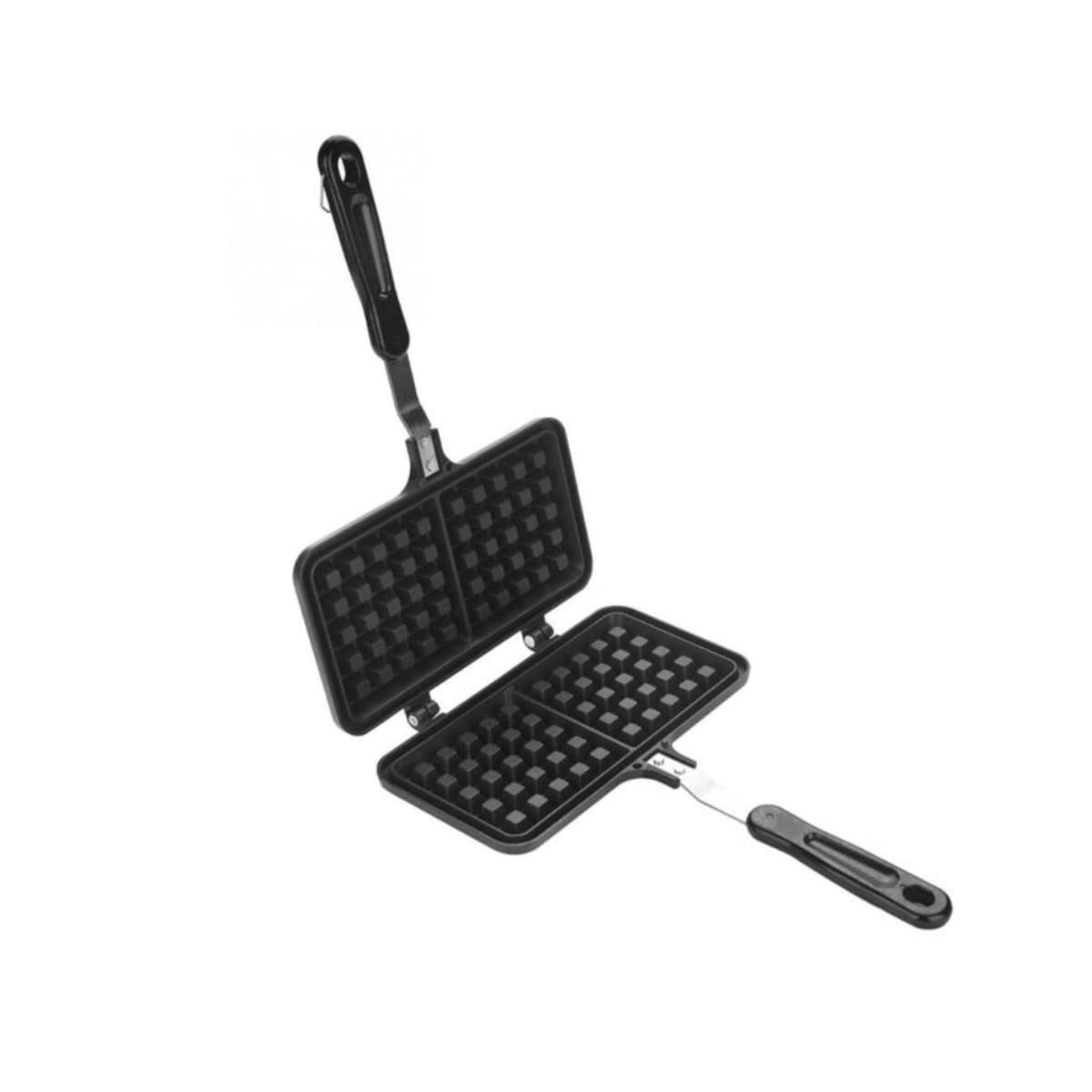 HORNO PORTATIL WAFLERA DOBLE CON MANGO LARGO CLASICO NEGRO PARA POSTRES Y+PAPEL REGALO - 1