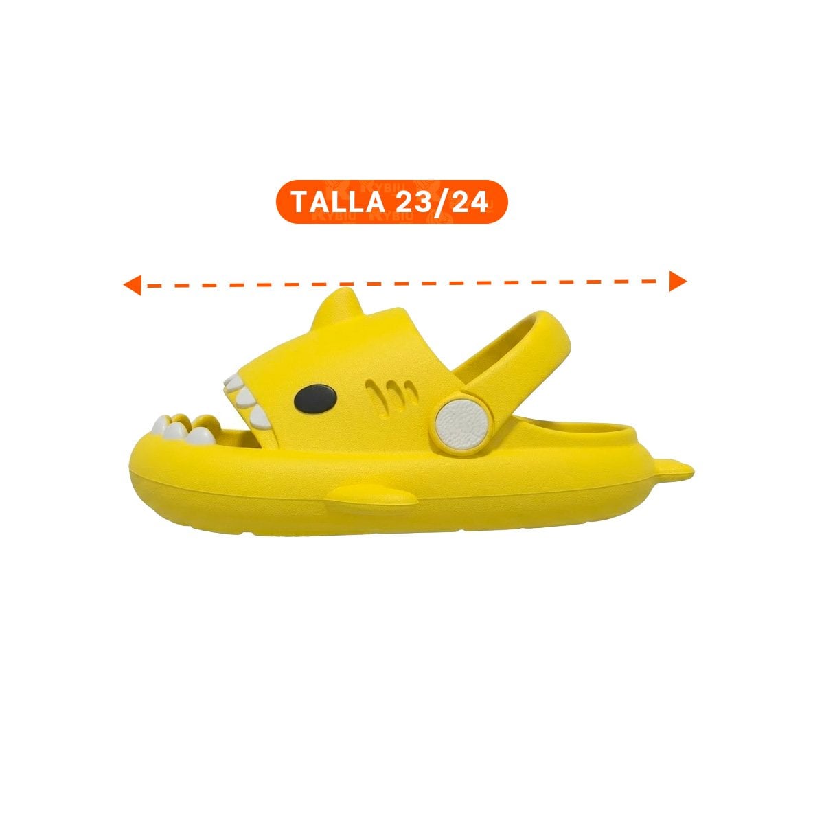 HUARACHE TIBURON AMARILLO DE NIÑOS CON CORREA EN TALLA 23 Y 24 DE JEBE - 4