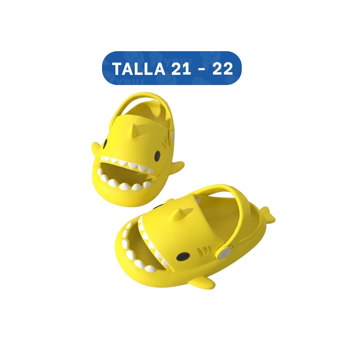 CHANCLAS CON CORREA DE TIBURON AMARILLO PARA NIÑOS TALLA 21 Y 22 DE PISCINA Y+LIGAS REGALO - 4