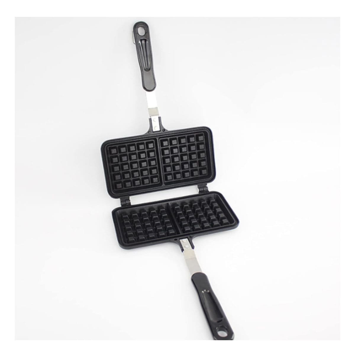 PACK6 HORNO MULTIFUNCION WAFLERA DOBLE CON MANGO LARGO CLASICO NEGRO PARA HOGAR - 3