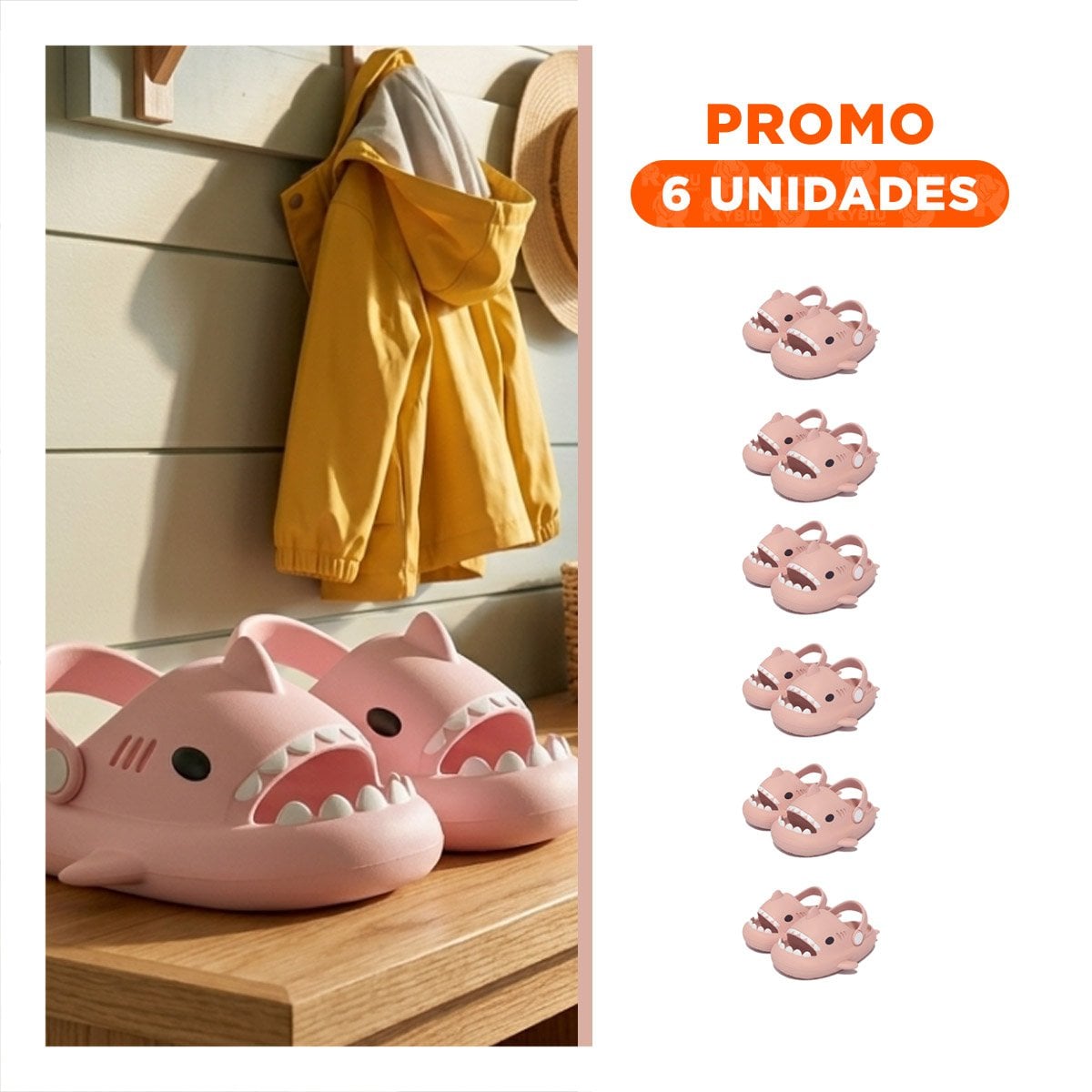 PACK6 OJOTA PARA NIÑAS DE TIBURON CON CORREA ROSADO DE LA TALLA 31 32 - 1
