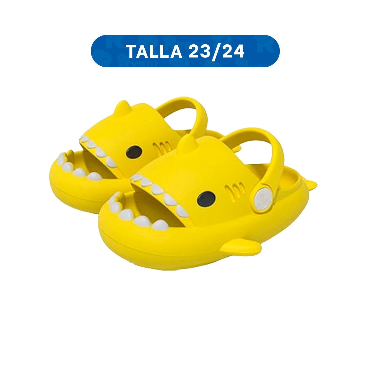 CHANCLA TIBURON DE NIÑOS CON CORREA AMARILLA TALLA 23 Y 24 PARA VERANO Y+LIGAS REGALO - 4
