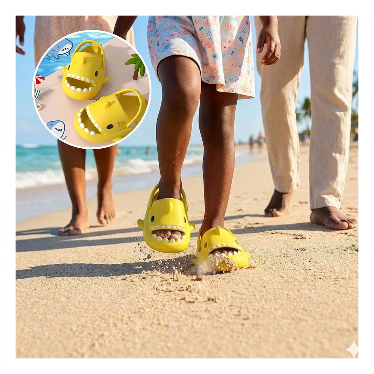SANDALIAS AMARILLAS DE TIBURON PARA NIÑOS CON CORREA TALLA 21 Y 22 DE MODA Y+REGALO STICKER - 5