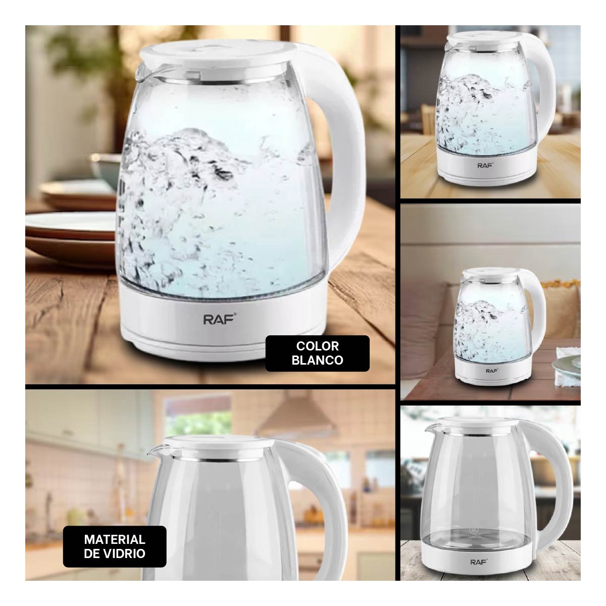 PACK2 HERVIDOR ELÉCTRICO 2L BLANCO PARA PREPARAR BEBIDAS CALIENTES RÁPIDAMENTE Y+PAPEL REGALO - 3